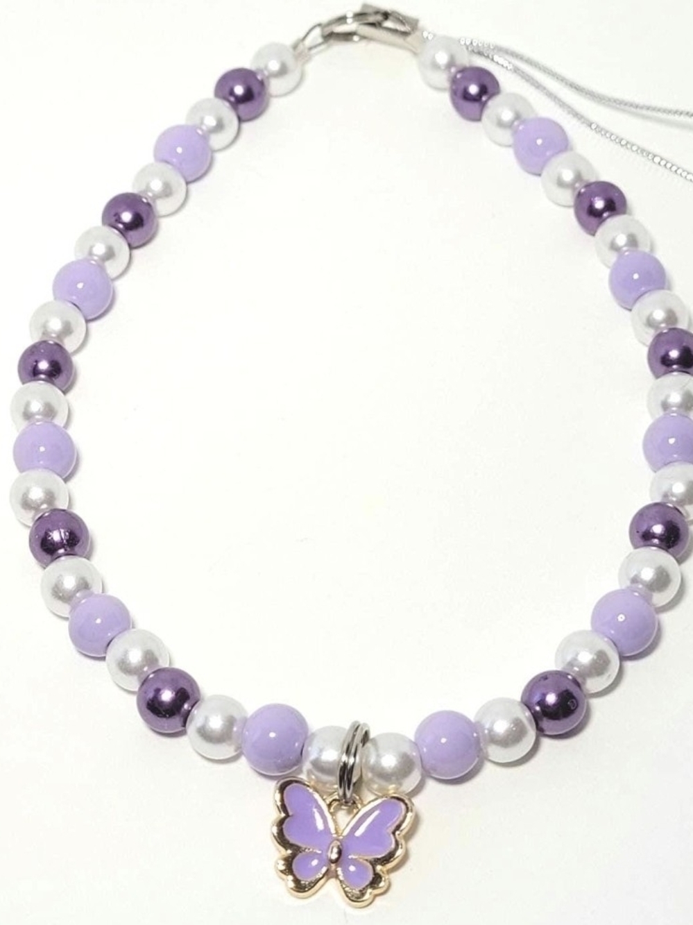 Purple Beaded Butterfly Phone Charm